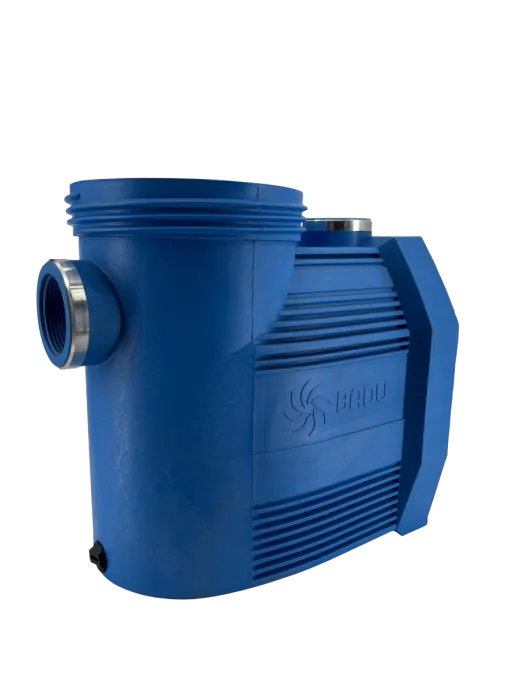 Blaues Pumpengehäuse für BADU Prime 7 & 11 Poolpumpen, kompatibel mit 230 V und 400 V Varianten.