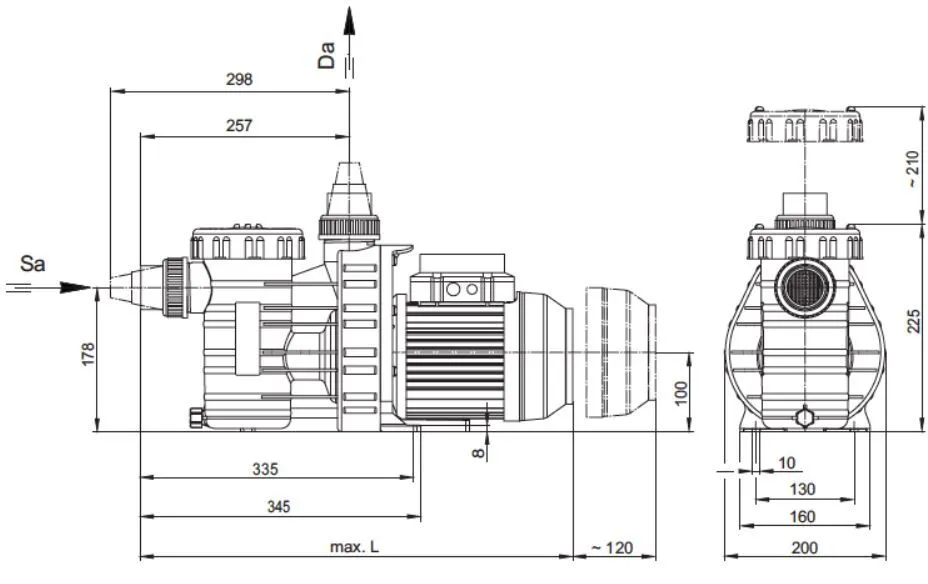 Salzwasserbeständige Poolpumpe mit leisem Betrieb – Für Pools bis 70 m³