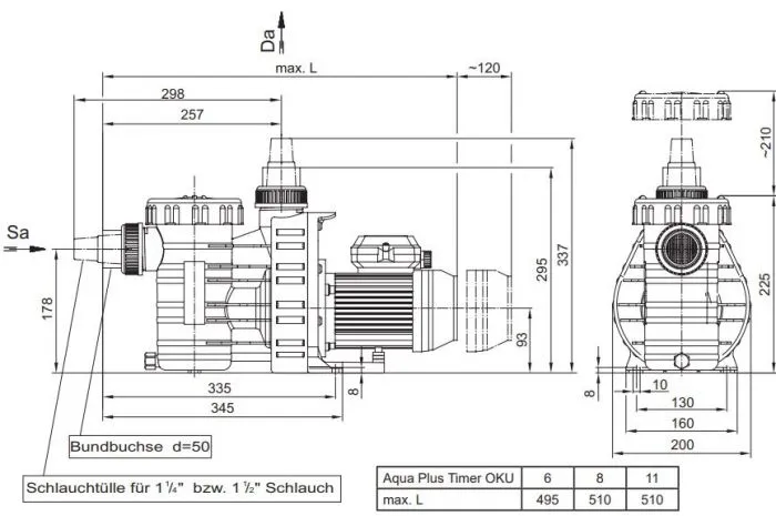 Schwimmbadpumpe OKU Aqua Plus Timer für Pools