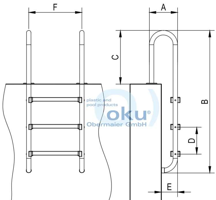 Zusätzliche Ansicht von OKU Einstiegsleiter, enges Modell, Edelstahl V2A - 3 Stufig OKU Einstiegsleiter, enges Modell, Edelstahl V2A - 3 Stufig - zusätzliches Produktbild