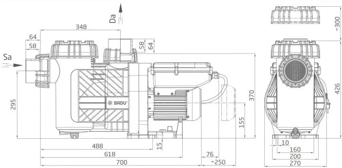 BADU Eco Flex Poolpumpe – drehzahlgesteuerte Schwimmbadpumpe mit hocheffizientem Motor für Pools bis 200 m³