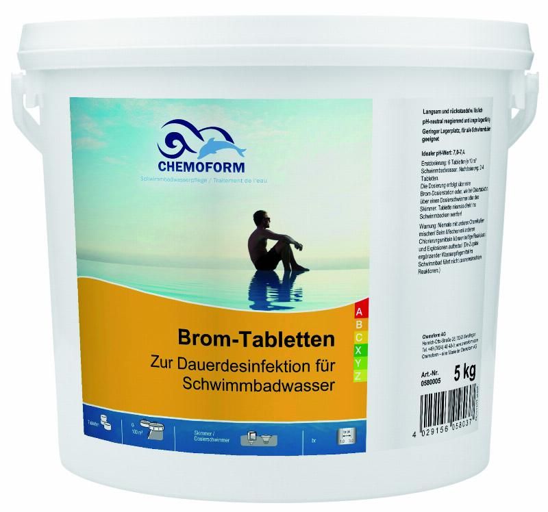 Brom-Tabletten 20 g – Langsam lösliche Pooldesinfektion ohne Chlor