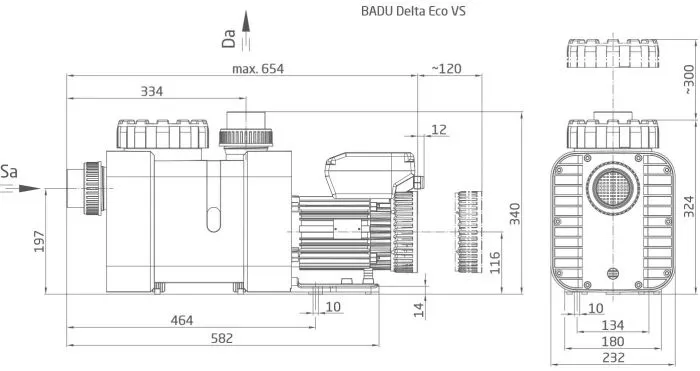 BADU Delta Eco VS Poolpumpe – Hocheffiziente, leise und energiesparende Umwälzpumpe mit intuitiver Steuerung und LED-Sichtkontrolle