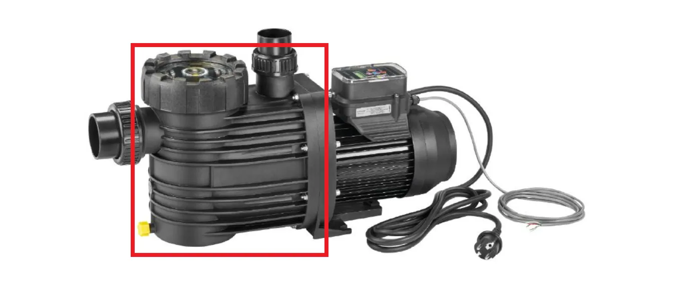 Schwarzes Pumpengehäuse für BADU Eco Touch Pro II Poolpumpe, ideal als Ersatzteil.