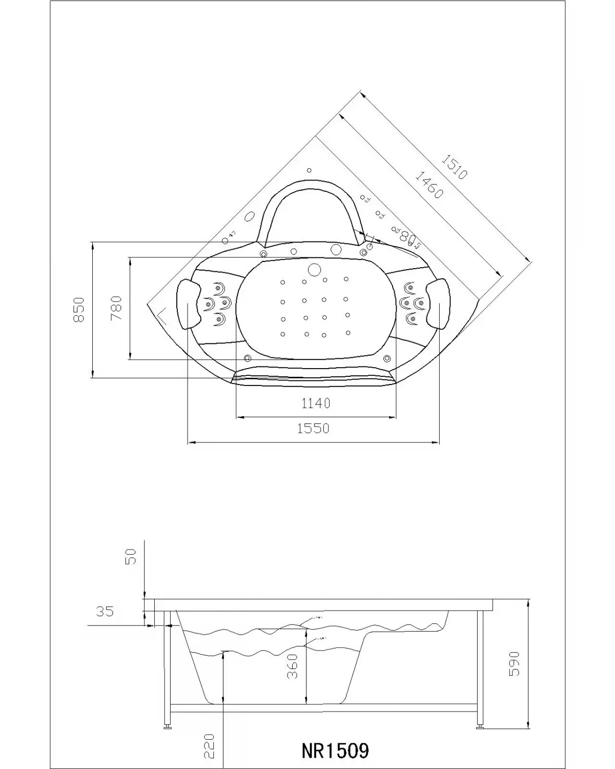 Whirlpool Milano 150x150cm