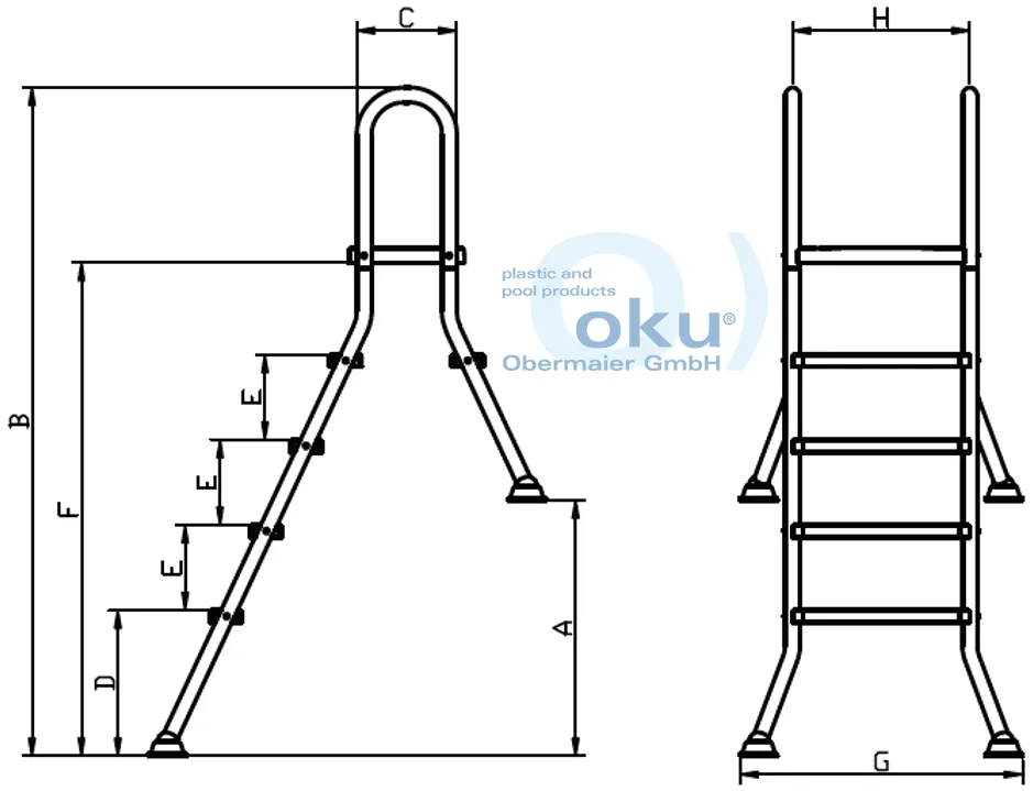 Zusätzliche Ansicht von OKU Hochbeckenleiter Stufe X / 1 - V2A - 4/1 Stufig OKU Hochbeckenleiter Stufe X / 1 - V2A - 4/1 Stufig - zusätzliches Produktbild