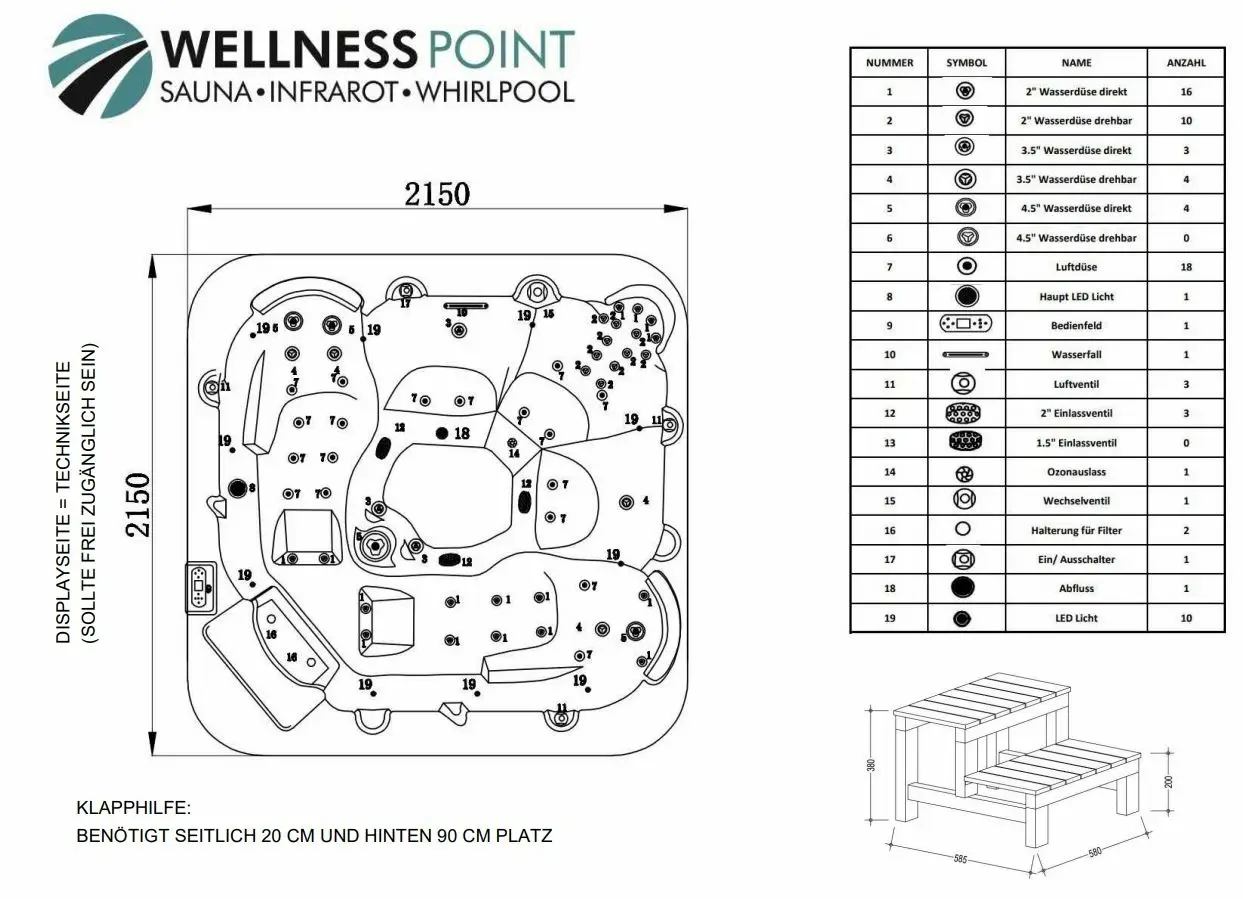 American Outdoor Whirlpool Torina Ocean Blue / Grey 215x215cm