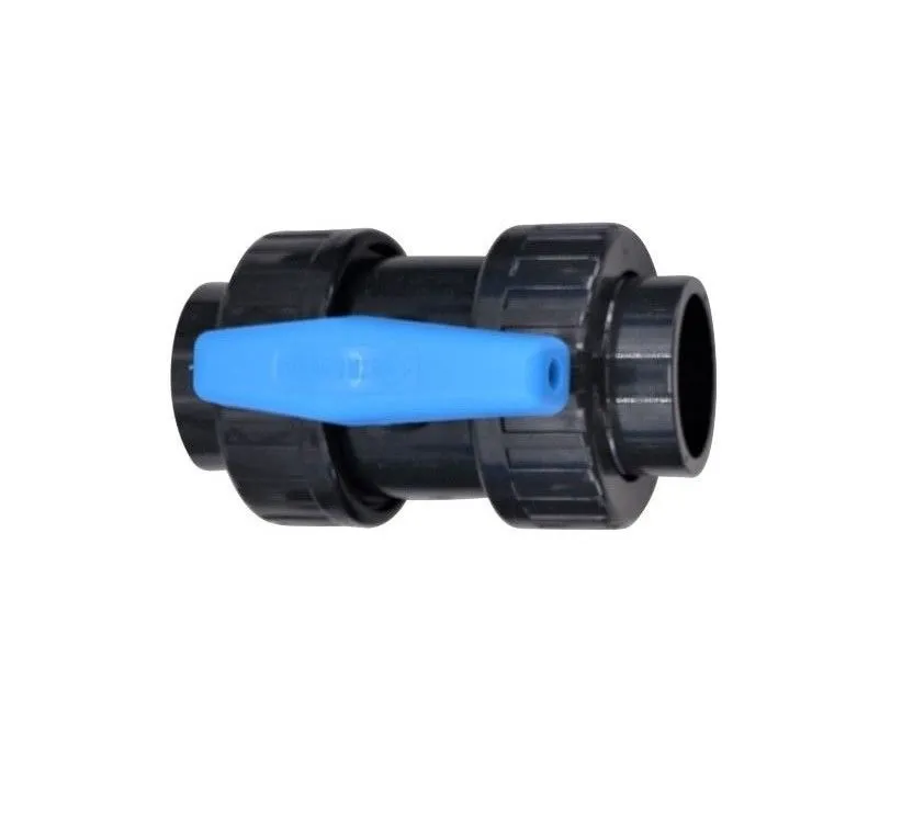 Kugelhahn PE/EPDM - PVC mit 2 Überwurfmuttern und 2 Klebemuffen