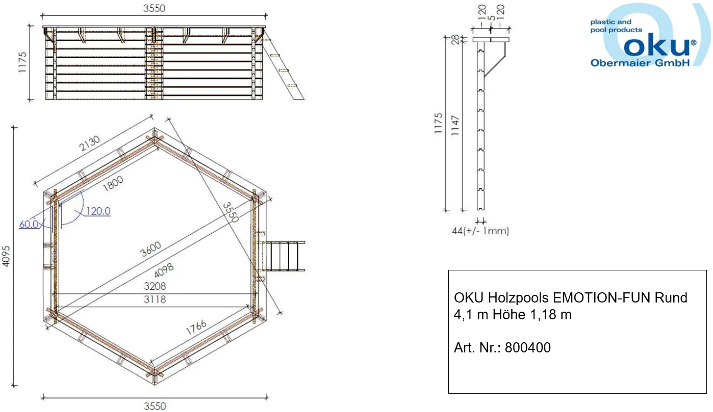 Rundpool 4,1 m im Garten – OKU EMOTION-FUN Holzpool
